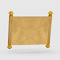 Ancient Decorative Scroll With Golden Rods And Red Ornate Borders On Blank Parchment