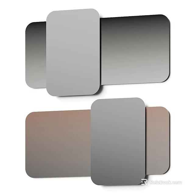 Sleek Modern Rectangular Mirrors In Gray And Brown Tones For Home Wall Decor 3d model 