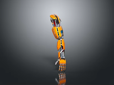 Yellow Industrial Mechanical Arm Equipment With Multiple Joints And Gripper Claw 3d model