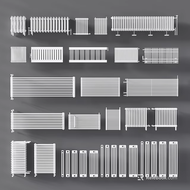 Various Home Heating Radiators With Different Designs And Styles For Interior Use 3d model