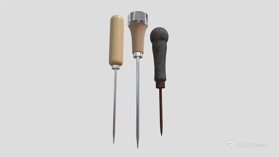 Durable Hardware Tools Set With Wooden Metal Rubber Handles And Metal Shafts 3d model 