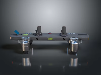 Black Mechanical Device With Two Black Cylinders Silver Containers Buttons And Indicator Lights 3d model