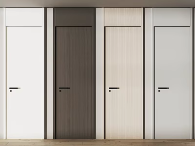 Modern Hinged Doors In Various Colors And Wood Textures For Home Interior 3d model