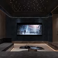 Modern Home Theater Room with Starry Ceiling and Luxe Sofas 3d model