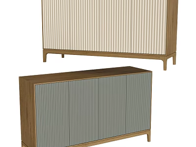 Modern TV Stand With Wooden Frame Striped Panels Light And Gray Striped Panel Designs 3d model