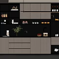 Modern Wine Cabinet With Glass Doors Displaying Wine Glasses And Bottles