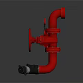 Red Fire Pipeline Valve With Wheel Handle And Pressure Gauge
