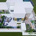 Modern Terrace Garden Landscape With Outdoor Seating And Lush Greenery Plants