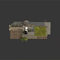 Modern Scene Featuring Ancient Stone Ruins Arches Columns And Mossy Plants