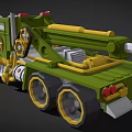 Green Functional Vehicle With Yellow Mechanical Arm Star Emblem Red Accents And Gray Wheels