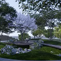 Scenic Road Facilities With Pedestrian Path Landscaping Trees And Rest Areas