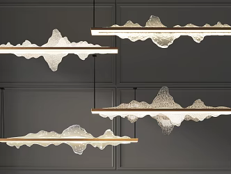 New Chinese Chandelier Glass Chandelier Combination 3d model