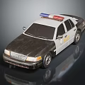 Functional Police Car With Red And Blue Emergency Lights And White Dark Body