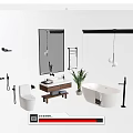 Modern Bathroom Washbasin With Mirror Potted Plant And Bathtub Setup