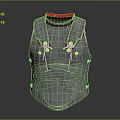 Ancient Metallic Armor Vest With Red Trim And Golden Decorative Buttons