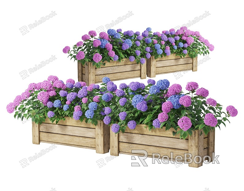 Hydrangea box outside the flower box model