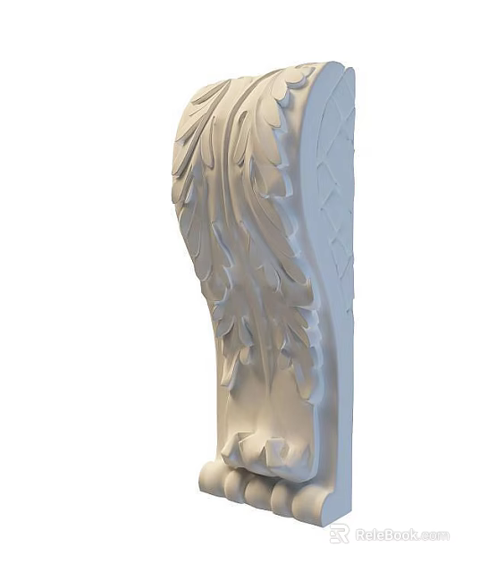White Decorative Component With Intricate Leaf Carvings And Ornate Design 3d model 