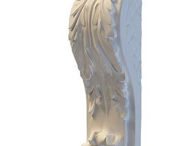 White Decorative Component With Intricate Leaf Carvings And Ornate Design 3d model