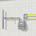 Plumbing System Installation With Valves And Control Box On Tiled Wall