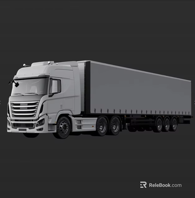 Functional Heavy Duty Cargo Truck With Enclosed Trailer And Multiple Wheels 3d model