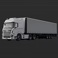 Functional Heavy Duty Cargo Truck With Enclosed Trailer And Multiple Wheels 3d model