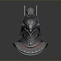 Futuristic Mechanical Helmet 3D Model With Angular Projections Circular Components And Red Gray Details 3d model