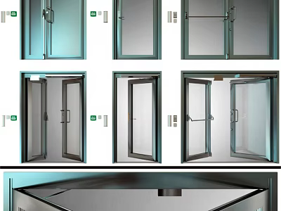 Modern Swing Door Designs with Glass Panels and Aluminum Frames 3d model