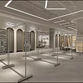 Modern Self Service Warehouse Clothing Store With Window Display And Racks