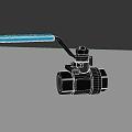 Industrial Metal Ball Valve Featuring Blue Handle And Polished Chrome Body