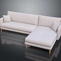 Light Gray Upholstered Sectional Sofa with Two Cushions Wooden Legs and Modern Design