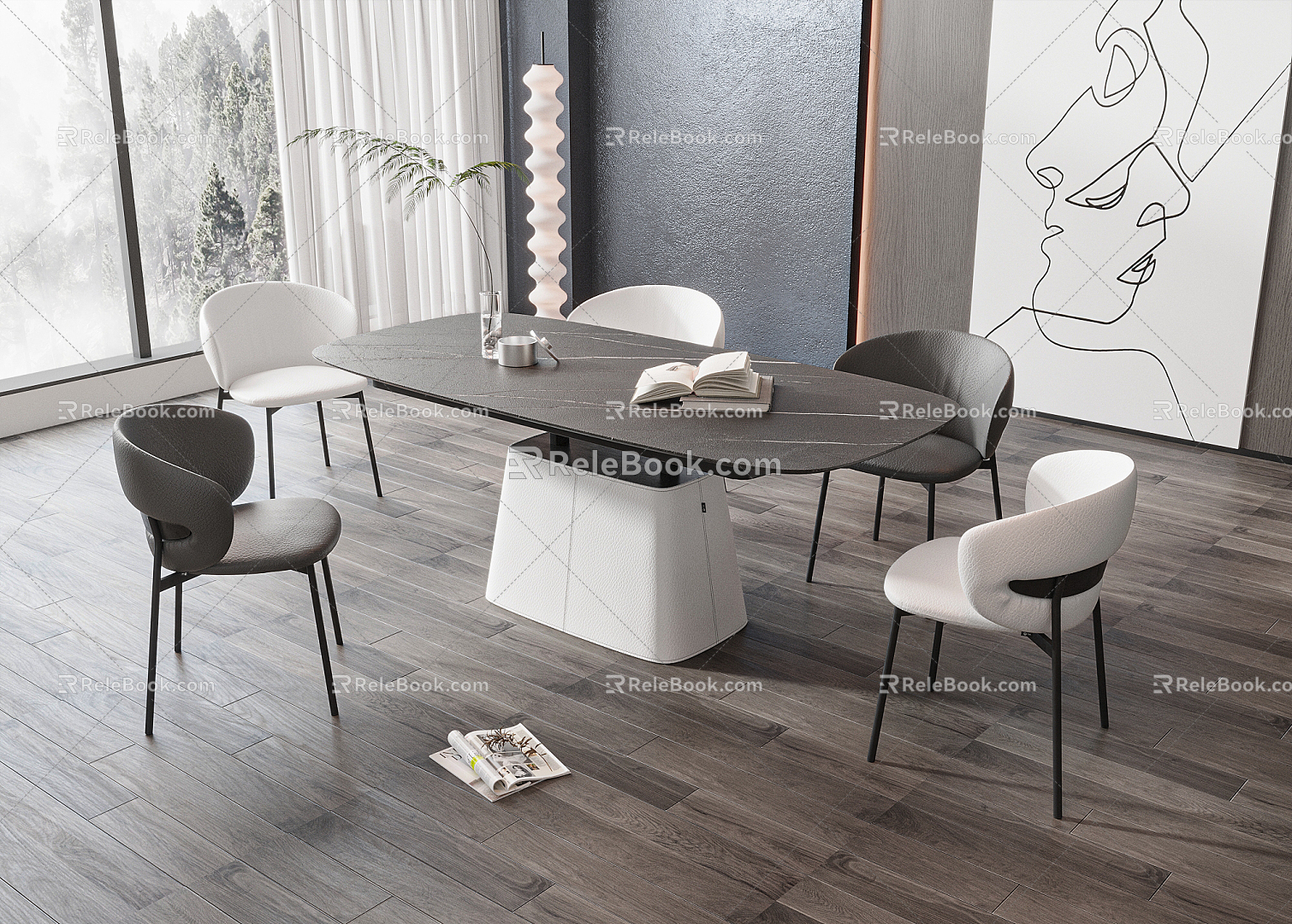 Modern Dining Table Chair Combination Dining Table Chair 3d model