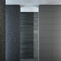 Dark Stone Wood Panel And Gray Tile Wall Building Components Design Structure 3d model