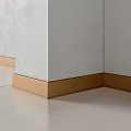 Elegant Gold Baseboard Lines Along White Wall And Light Floor Interior 3d model