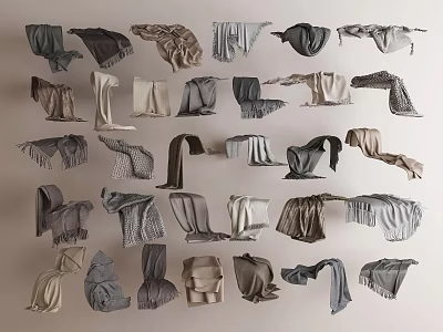 Various Fabric Textures And Wrinkled Patterns In Different Colors 3d model