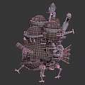 Unique Fantastical Building With Tower Pipes Eye Like Windows Legs And Fins