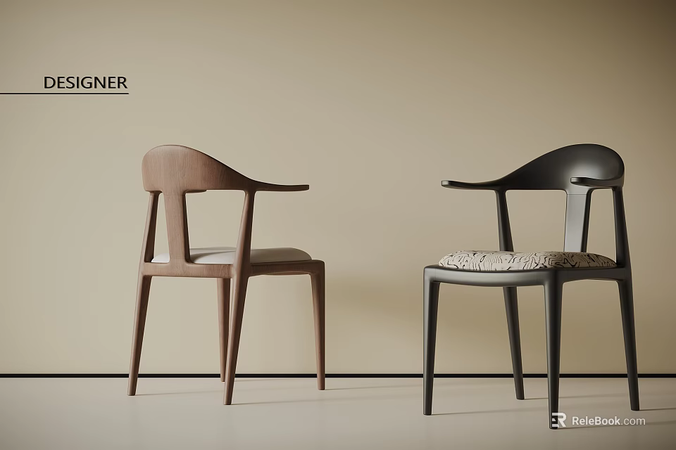Brown and Black Designer Leisure Chairs with Armrests in Light Background Setting 3d model 