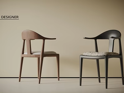 Brown and Black Designer Leisure Chairs with Armrests in Light Background Setting 3d model