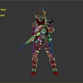 Colorful Armored Sci Fi Character With Creature Inspired Armor Holding Rifle