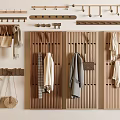 Wooden Wall Hanging Accessories With Hooks For Clothes Bags And Modern Home Decor