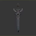 Ancient Decorative Sword With Pagoda Shaped Pommel Ornate Hilt And Colorful Blade
