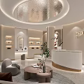 Elegant Modern Beauty Hair Salon Interior With Reception Desk Soft Lighting And Comfortable Seating