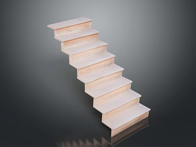 Modern Architectural Staircase With Light Colored Steps And Reflective Surface Design 3d model
