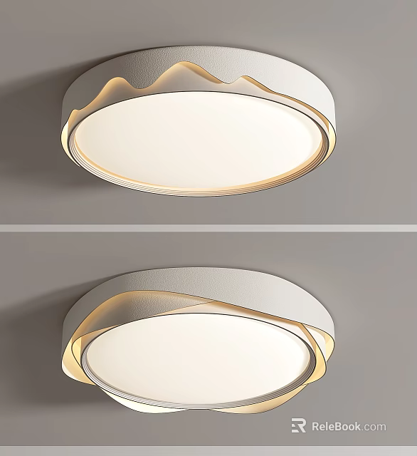 Modern Round Ceiling Light With White Body And Gold Accent Soft Lighting 3d model