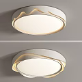 Modern Round Ceiling Light With White Body And Gold Accent Soft Lighting 3d model