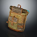 Vintage Multi Pocket Backpack With Canvas And Leather Material And Adjustable Straps 3d model