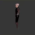 Cyberpunk 3D Humanoid Character With Pink Hair And Mechanical Arm Leg Armor