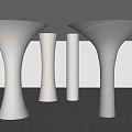 Modern White Curved Pillars With Sleek Lines And Ambient Lighting In Interior Space