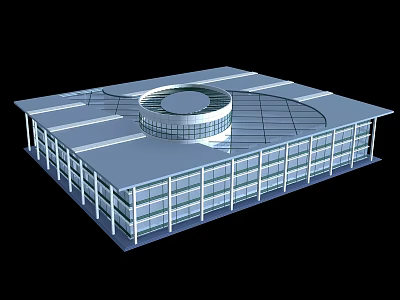 Modern Multi Storey Building Design With Circular Dome And Glass Curtain Walls 3d model