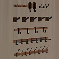 Modern Wall Mounted Hook Racks With Wooden And Metal Design Elements 3d model