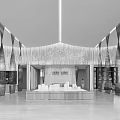 Modern Sales Office Interior With Geometric Wall Decor And Elegant Lighting Design